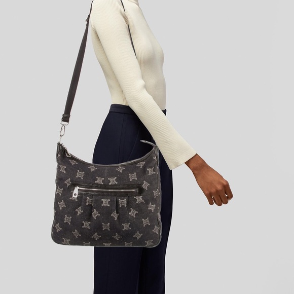 Celine Handbags - CELINE Denim Macadam Triomphe Indigo Blue Shoulder Bag